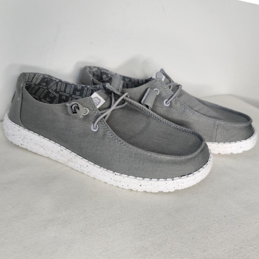 Hey Dude Wendy Stretch Canvas Monument Grey Slip On Loafers W9 40902-1UM